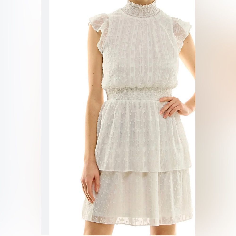 BCX White midi smocked waist/neck dress size XL